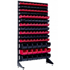 Стенд стелаж із лотками пластиковими під кріпленням 1800 мм на 117 ящиків